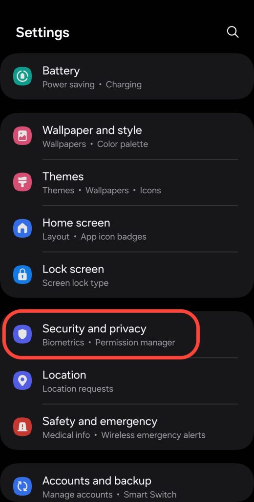 Security and privacy setting