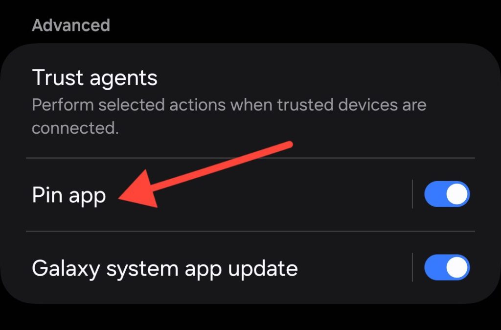 Pin app setting image