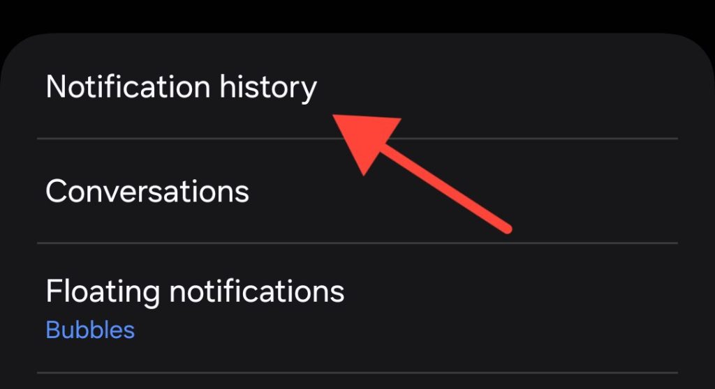 Notification history setting image