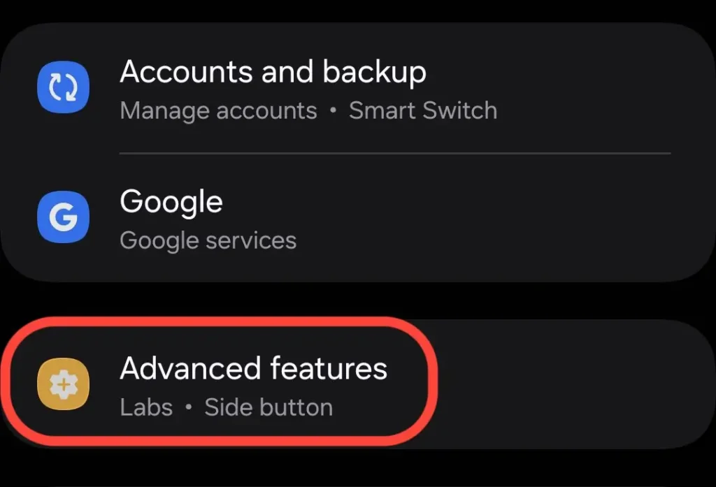 Advanced features setting image