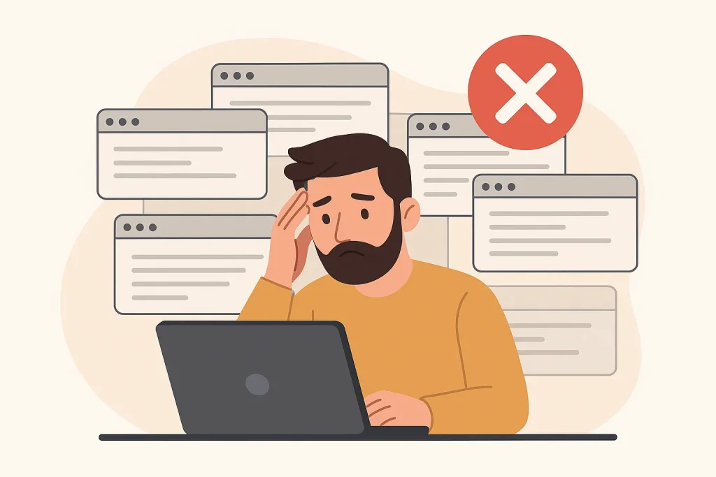 Keeping too many tabs open illustration