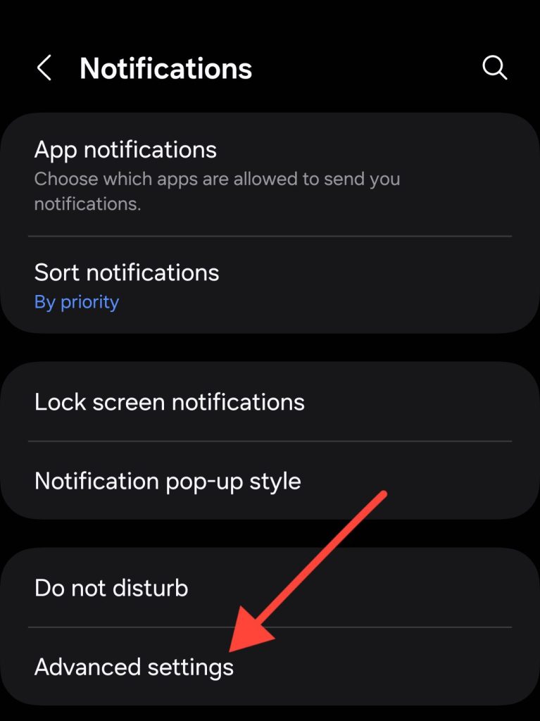 Advanced notification setting image